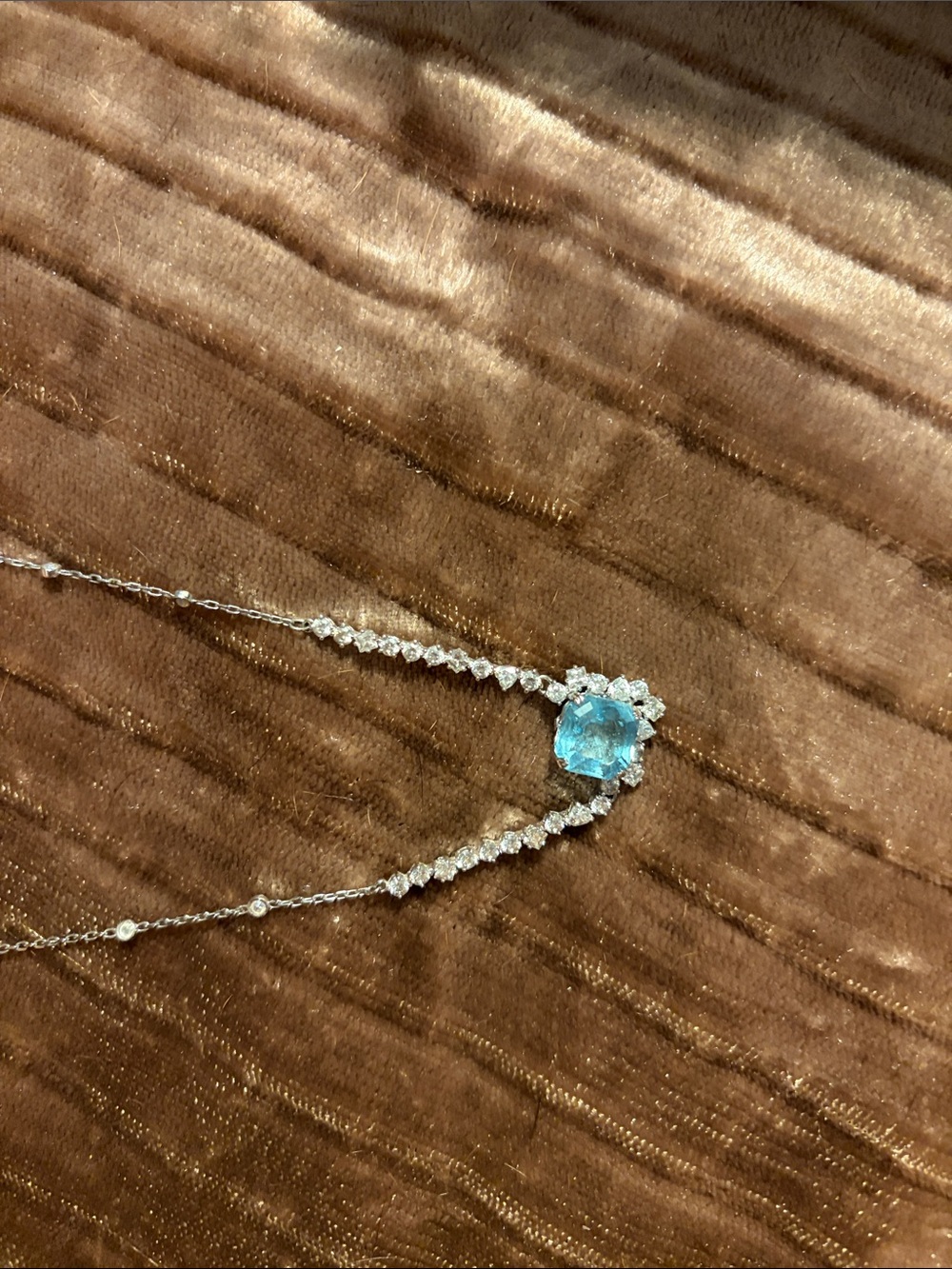 Swarovski Silver Necklace with Light Blue Crystal Pendant - Picture 3 of 4
